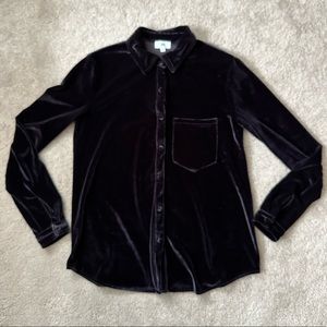 Revolve LPA Purple Velvet Button Down Shirt